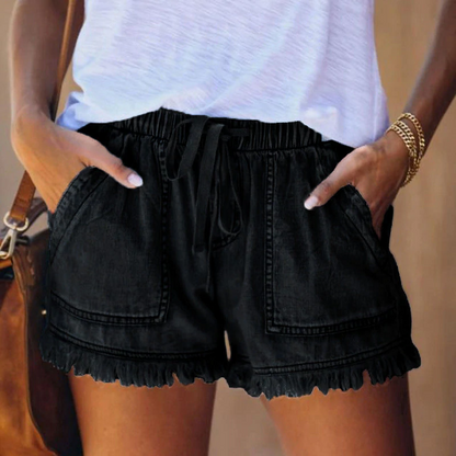 Laura™ - High-waisted denim shorts 