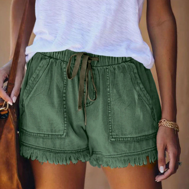 Laura™ - High-waisted denim shorts 