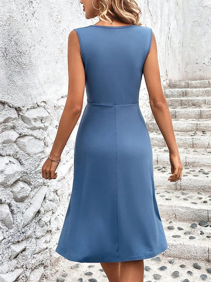 Minoli™ - Elegant midi sheath dress with lace-up wrap crisscross