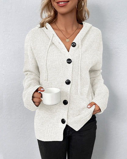 Corina™ | Plain hooded cardigan with laces