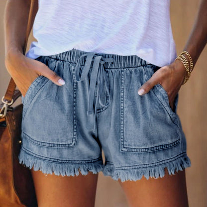 Laura™ - High-waisted denim shorts 