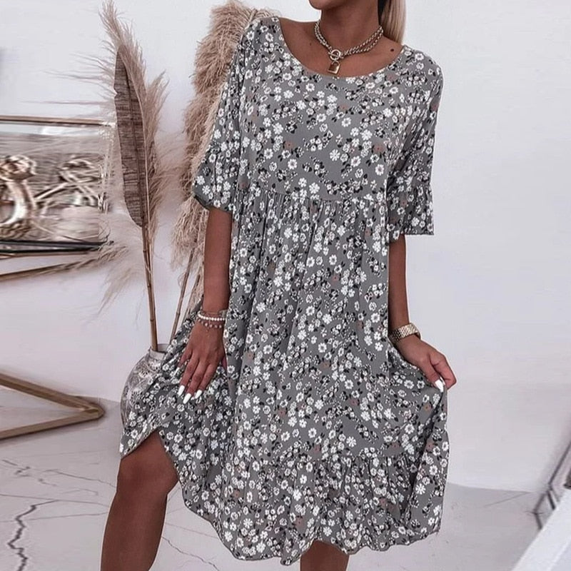 Melisini™ - Floral O-neck dress