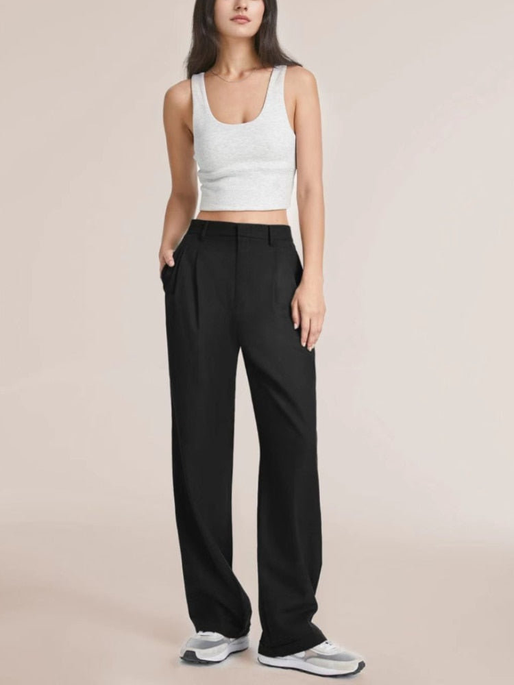 Celine Montclaire™️- Casual high-waisted wide-leg trousers
