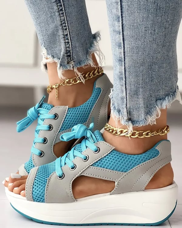 Gina™ – Sandals with contrast lace-up cutouts [Last day discount]