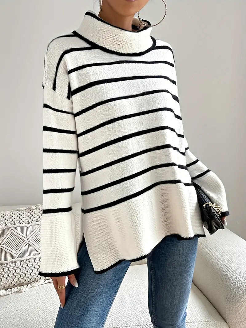 Clarice™ - Striped turtleneck sweater