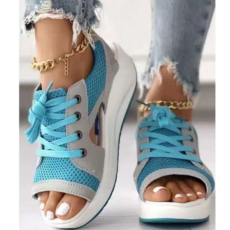 Gina™ – Sandals with contrast lace-up cutouts [Last day discount]