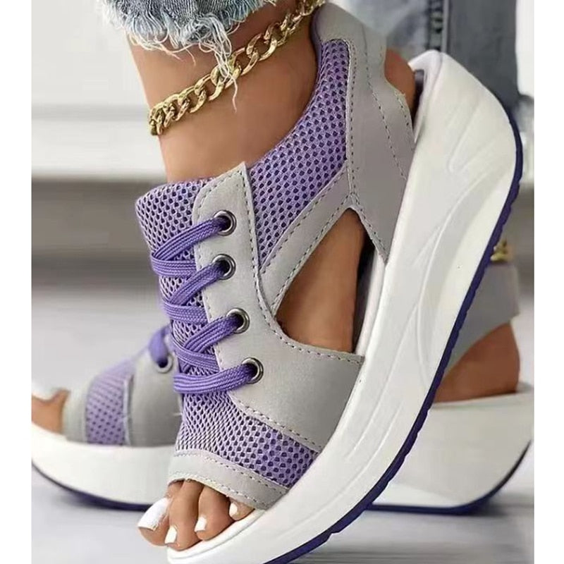 Gina™ – Sandals with contrast lace-up cutouts [Last day discount]