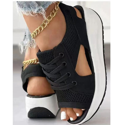 Gina™ – Sandals with contrast lace-up cutouts [Last day discount]