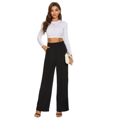 Celine Montclaire™️- Casual high-waisted wide-leg trousers